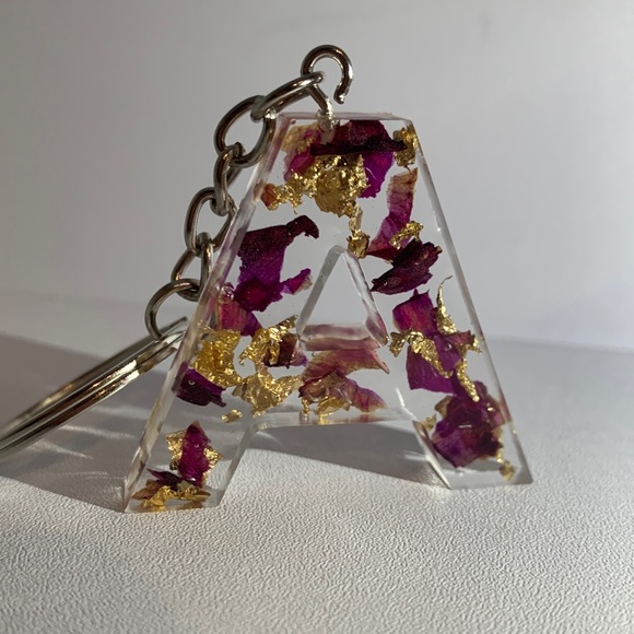 Letter A Resin Keychain - Picture 2 of 2